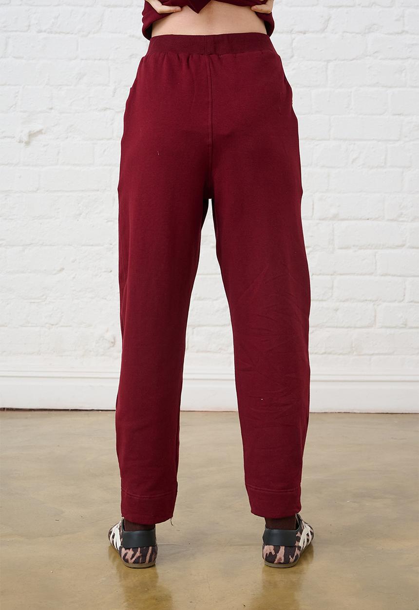 Me&B - Barrel Leg Sweat Pants - Burgundy