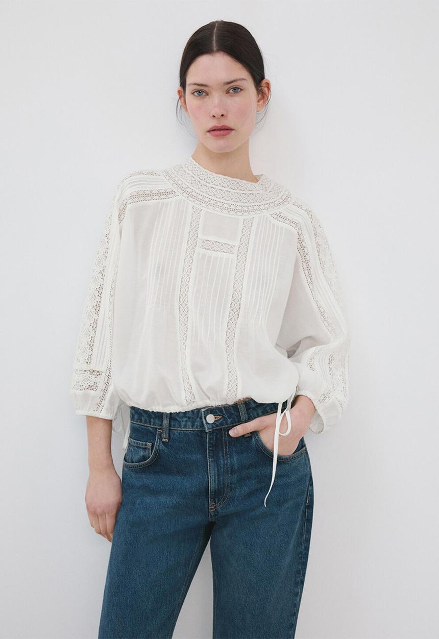 MANGO - Blouse masy - natural