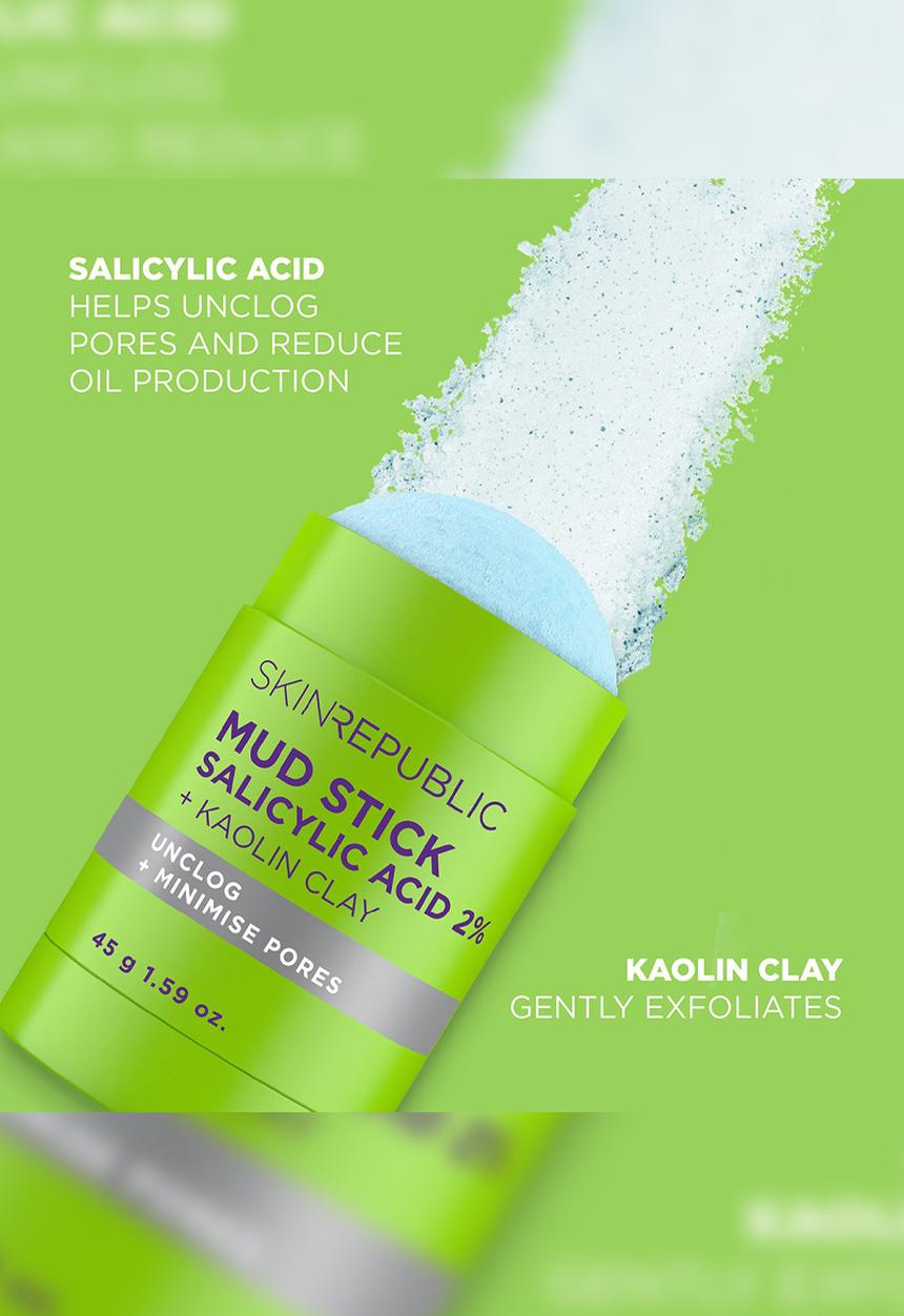 Skin Republic - Mud Stick Salicylic acid 2% + Kaolin Clay 45g