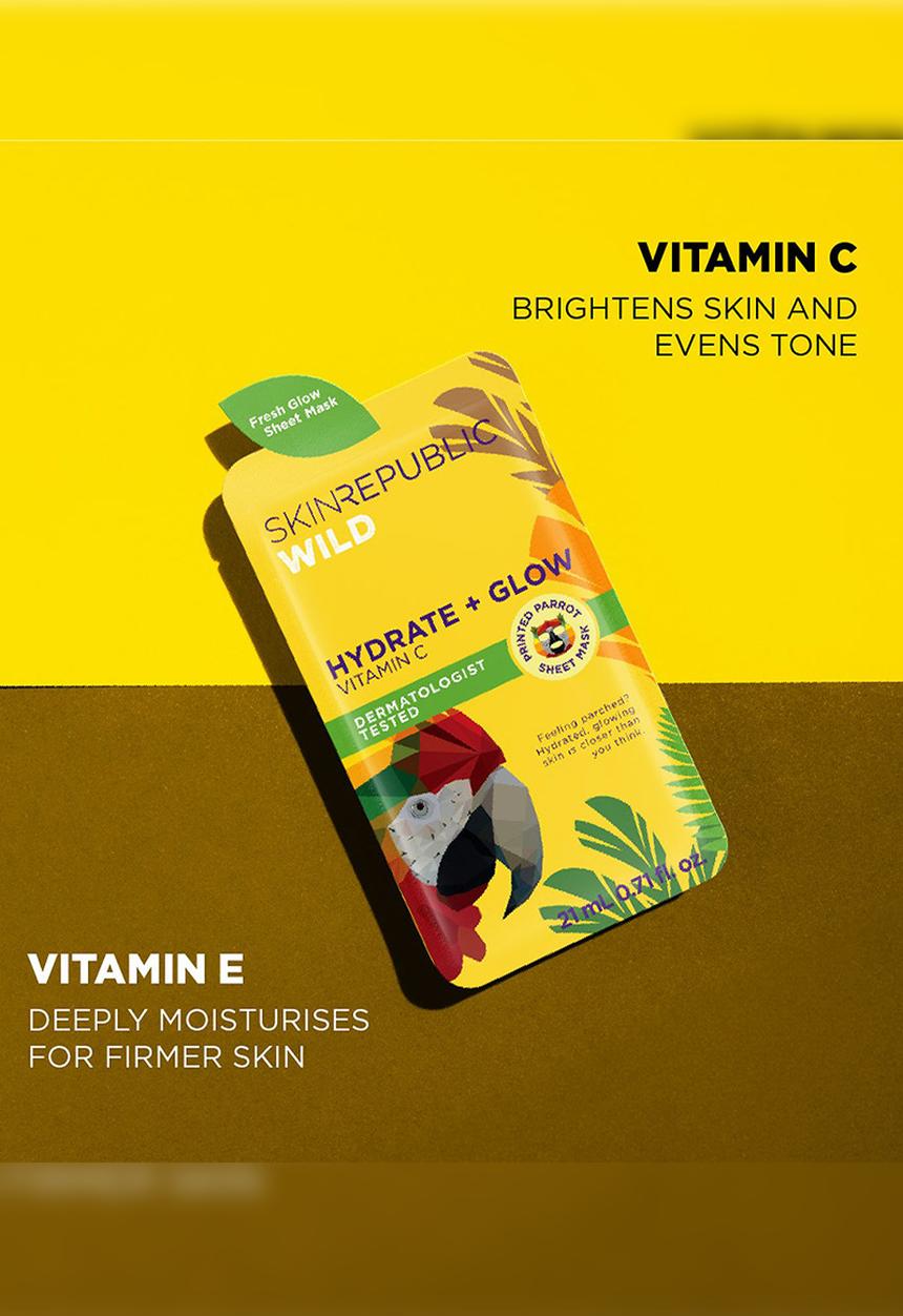 Skin Republic - Hydrate + Glow Vitamin C Parrot Face Mask Sheet