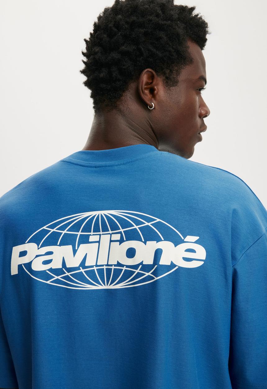 Cotton On - Cropped Fit Graphic T-Shirt - Dusk Blue / Pavilion Globe