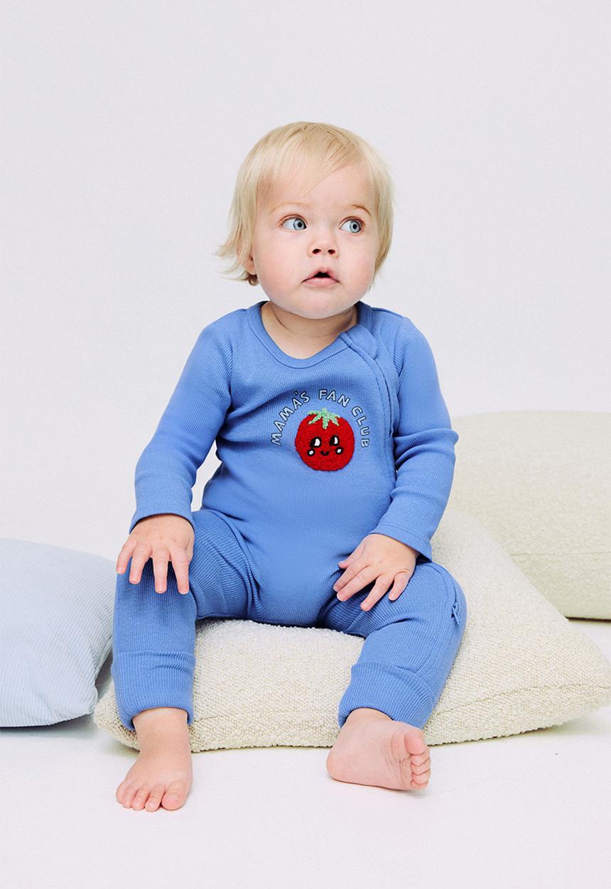 Cotton On - The Long Sleeve Zip Romper - Blue Bonnet/Mama S Fan Club
