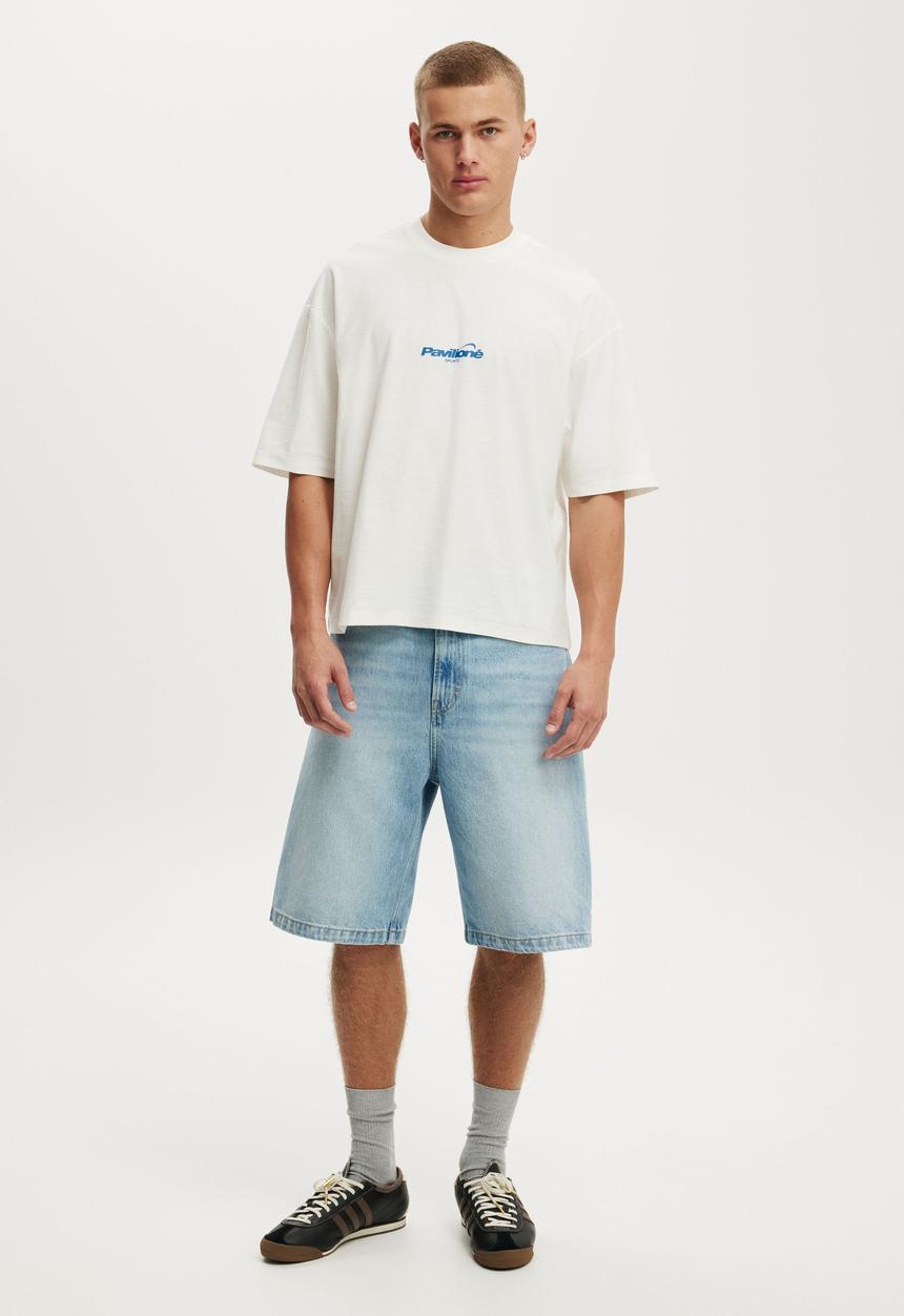 Cotton On - Cropped Fit Graphic T-Shirt - vintage white / pavilioné globe