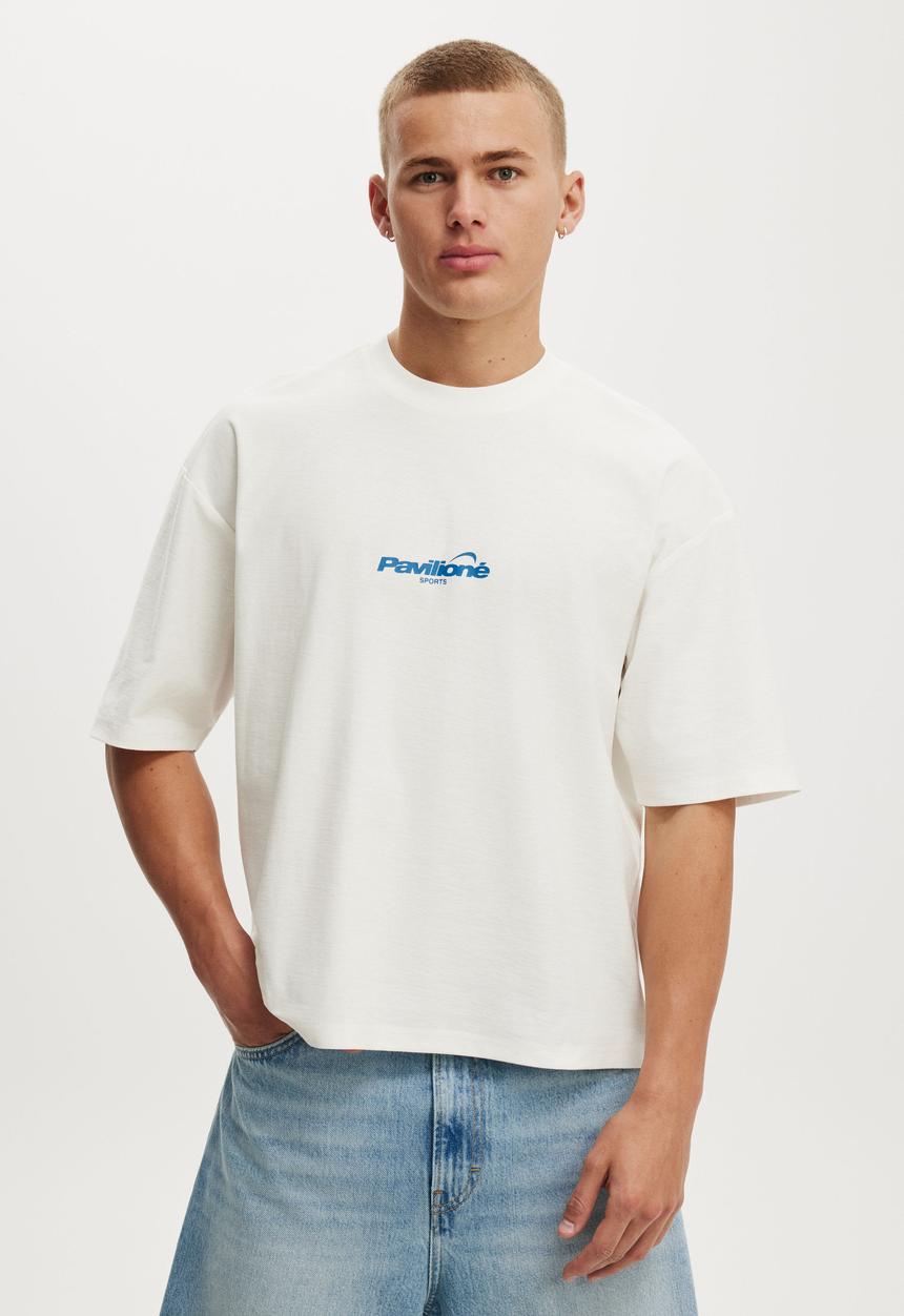 Cotton On - Cropped Fit Graphic T-Shirt - vintage white / pavilioné globe