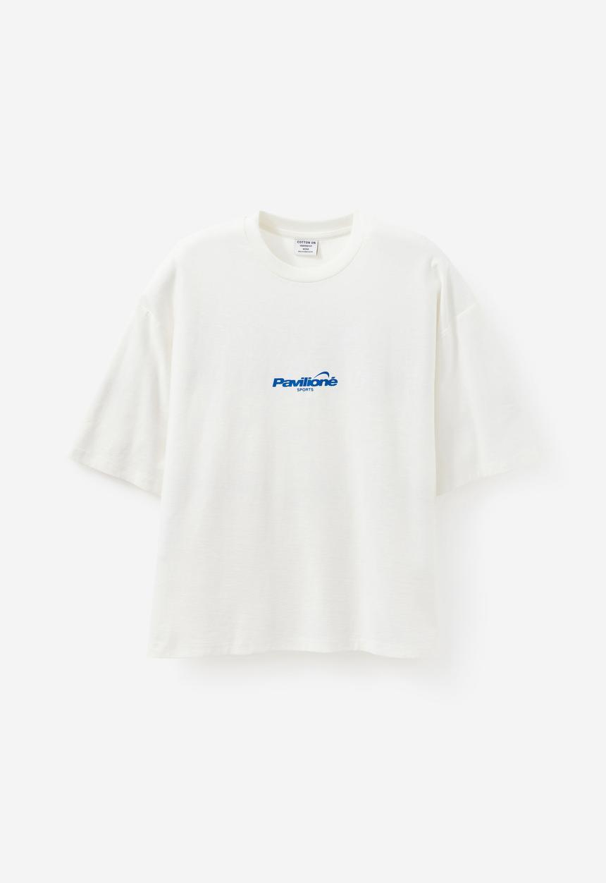 Cotton On - Cropped Fit Graphic T-Shirt - vintage white / pavilioné globe