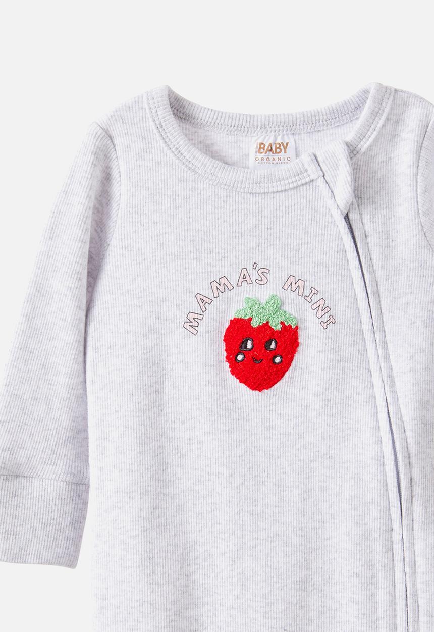 Cotton On - The Long Sleeve Zip Romper - Snow Marle/Mama S Mini