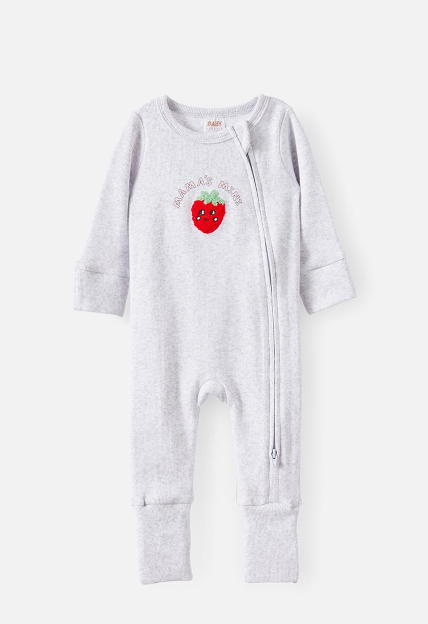 Cotton On - The Long Sleeve Zip Romper - Snow Marle/Mama S Mini