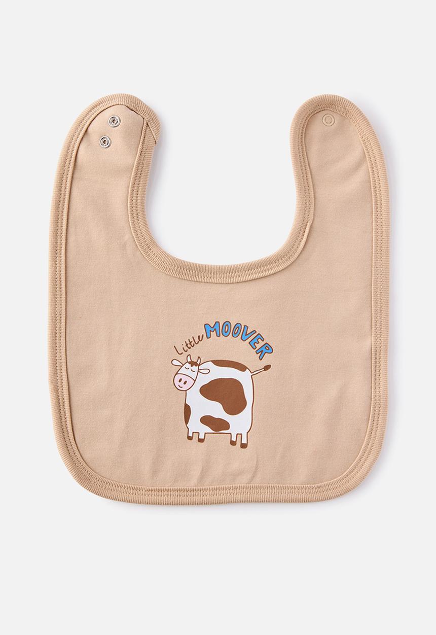 Cotton On - The Baby Bib - Latte Cream/Little Moover