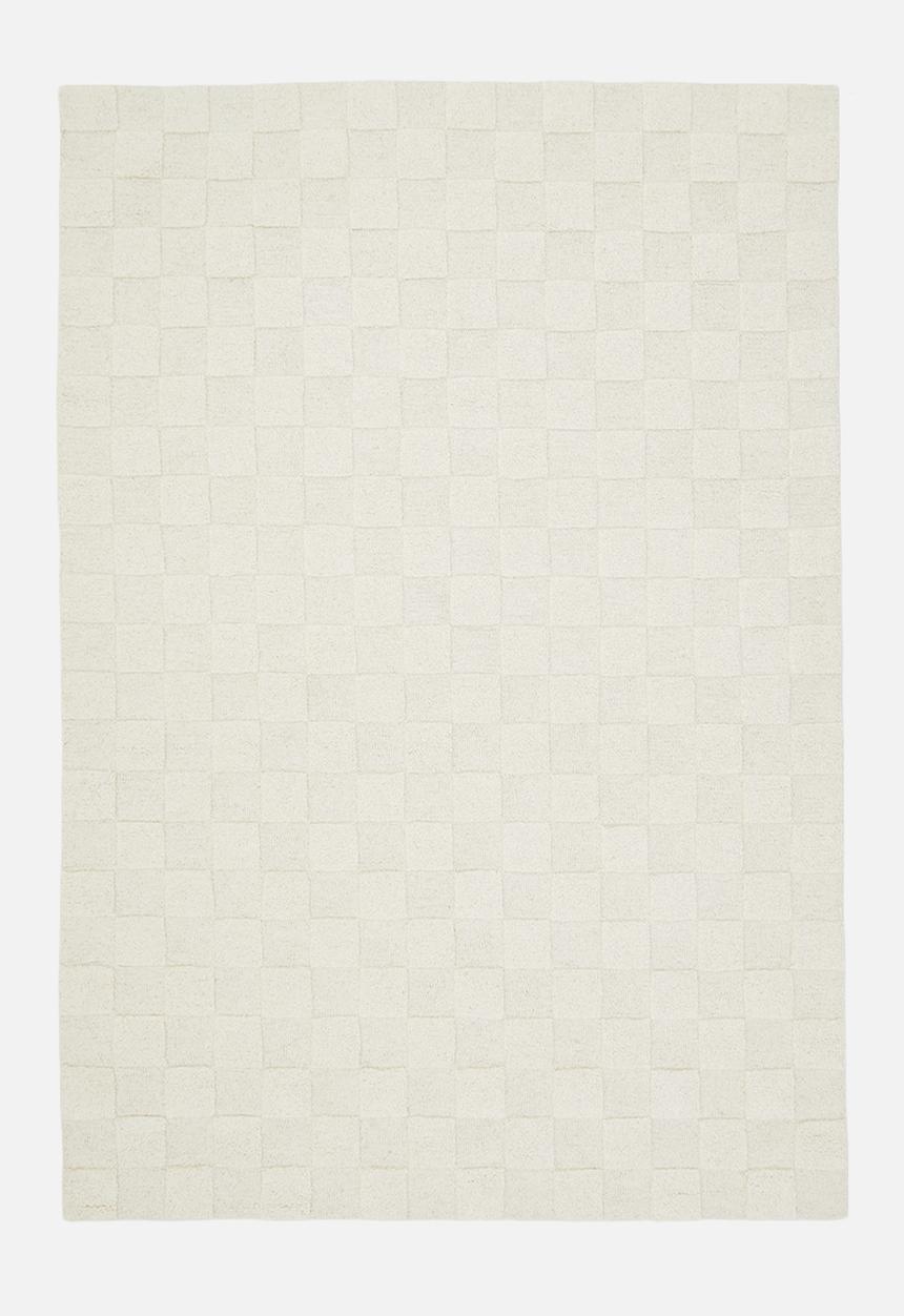 Sixth Floor - Osaka Hand Tufted Check  Wool Rug Natural