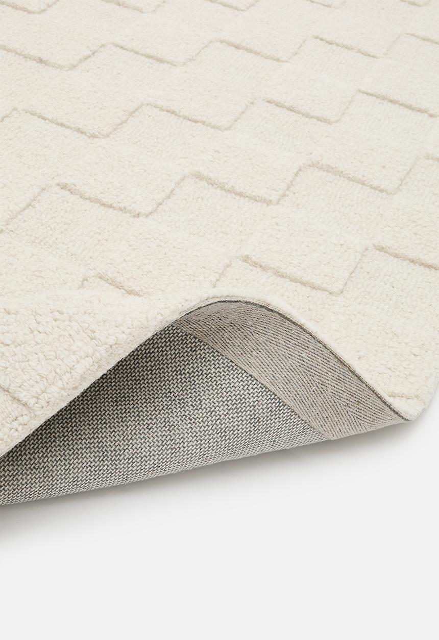 Sixth Floor - Osaka Hand Tufted Check  Wool Rug Natural
