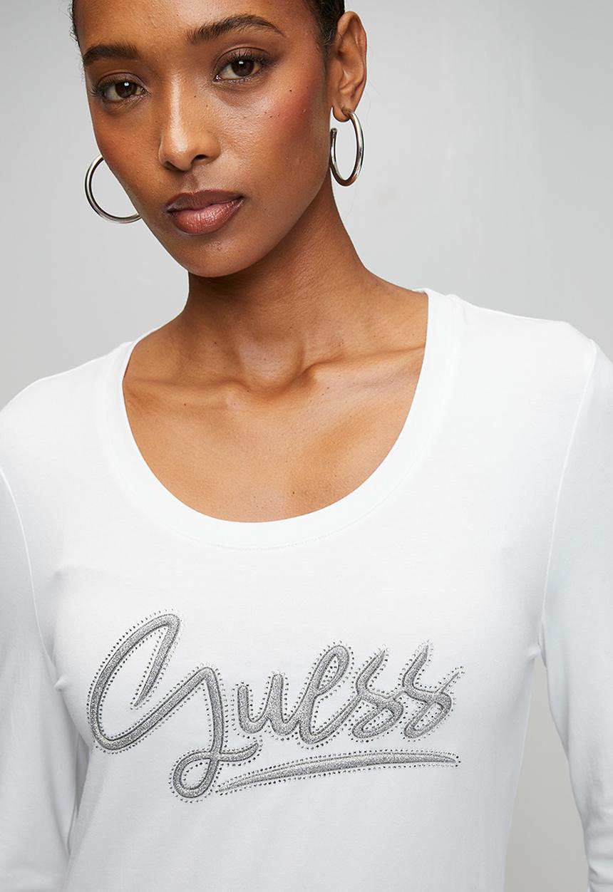GUESS - Ls Cn Guess Script Tee - Pure White