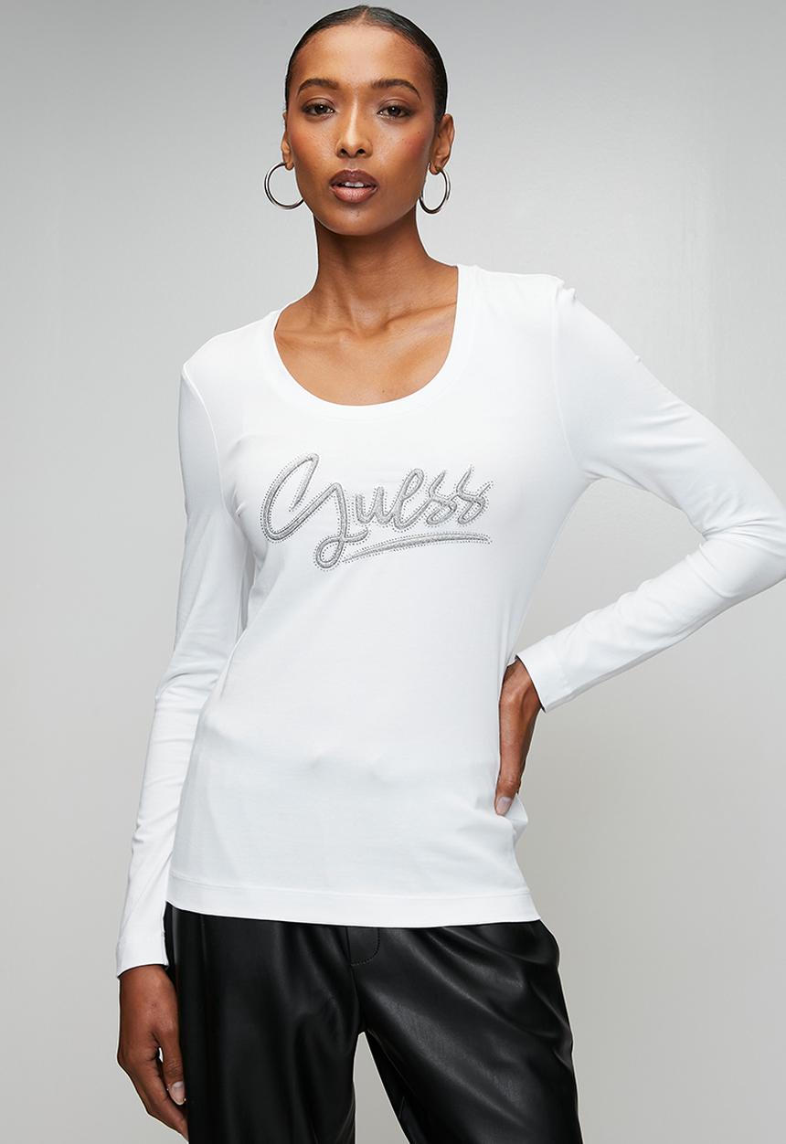 GUESS - Ls Cn Guess Script Tee - Pure White
