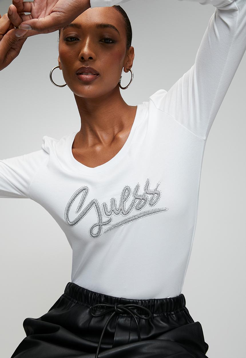 GUESS - Ls Cn Guess Script Tee - Pure White