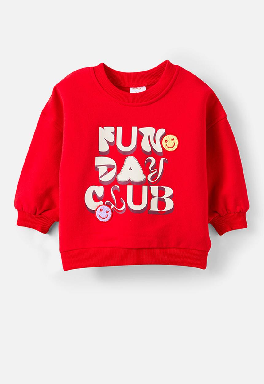 Cotton On - Riley Sweater - Varsity Red/Fun Day Club Logo