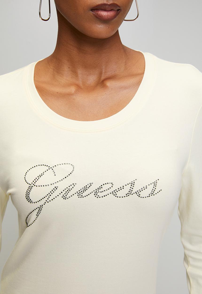 GUESS - Lds Script  Ls Top - Dove White