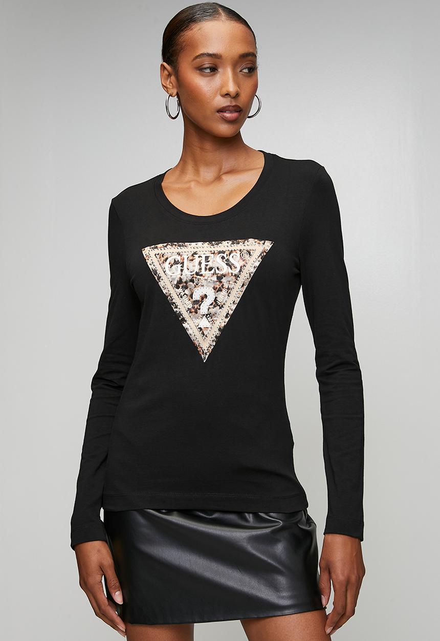 GUESS - Ls Cn Leo Triangle Tee - Jet Black A996