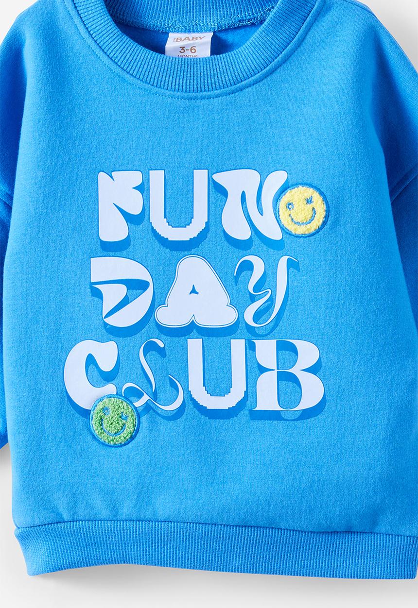 Cotton On - Riley Sweater - Blue Bonnet/Fun Day Club Logo