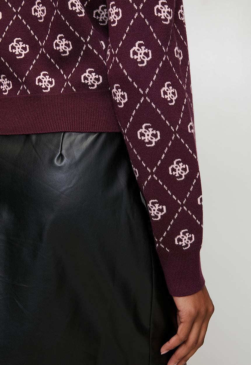 GUESS - Sarah 4G Ls Cn Cardi Swtr - 4G Plum And Pink
