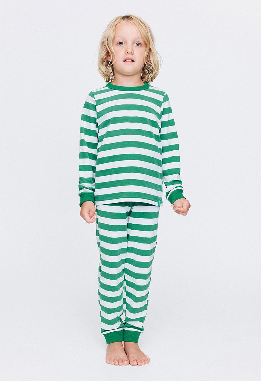 Cotton On - Dreamdrift Long Sleeve Pj Set - Bobbi Stripe Deep Mint/Blue Whisper