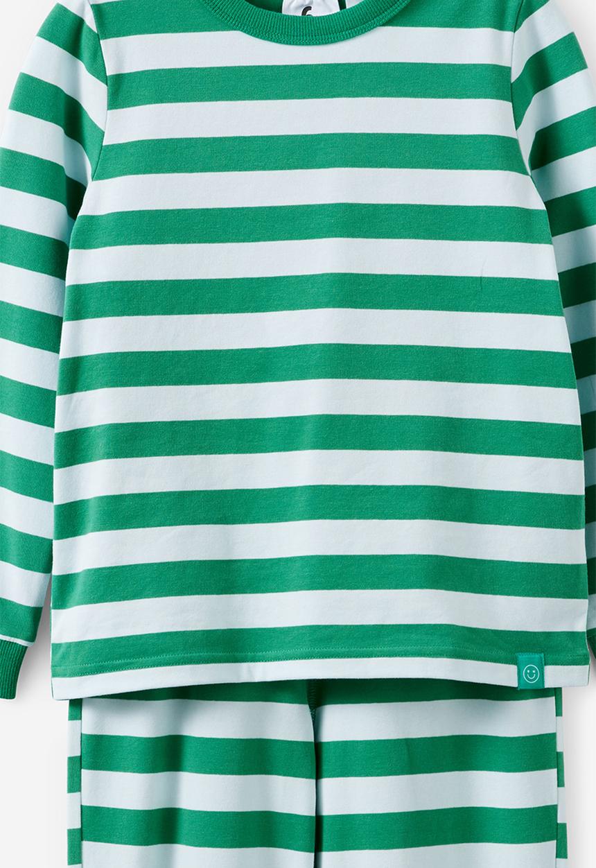 Cotton On - Dreamdrift Long Sleeve Pj Set - Bobbi Stripe Deep Mint/Blue Whisper