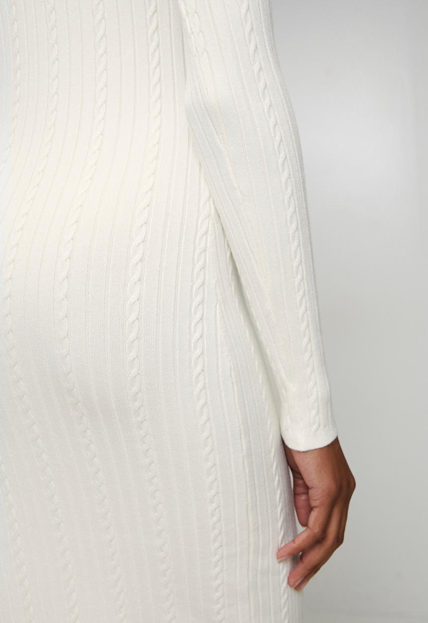 GUESS - Ls Tn Priscilla Cable Rib Drs - Dove White
