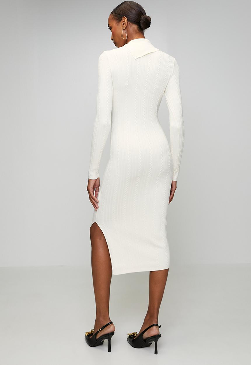 GUESS - Ls Tn Priscilla Cable Rib Drs - Dove White