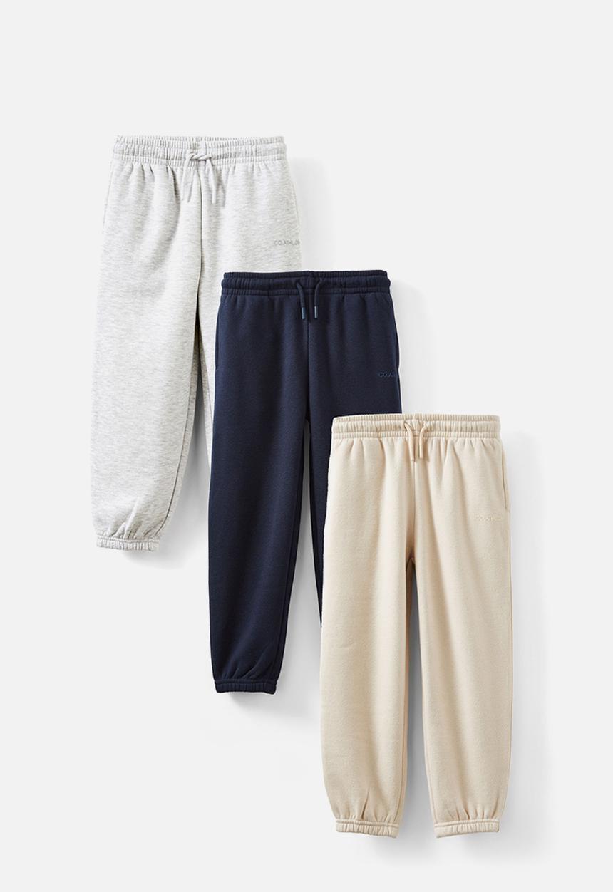 Cotton On - 3 Pack Sammy Relaxed Trackpant - Squid Ink/Grey Marle/Rainy Day