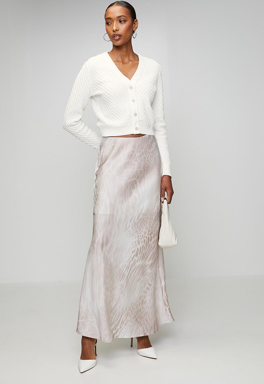 GUESS - Sibilla Long Satin Skirt - Leopard Sands