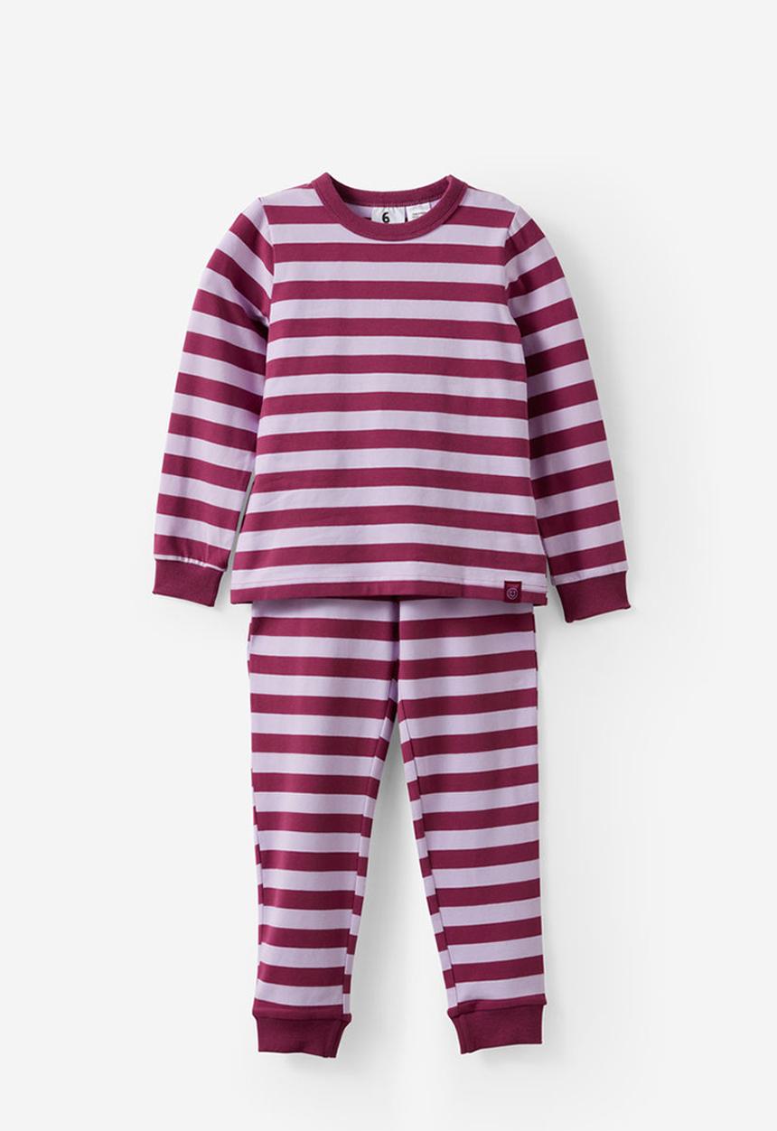 Cotton On - Dreamdrift Long Sleeve Pj Set - Bobbi Stripe Berry Jam/Vintage Lilac