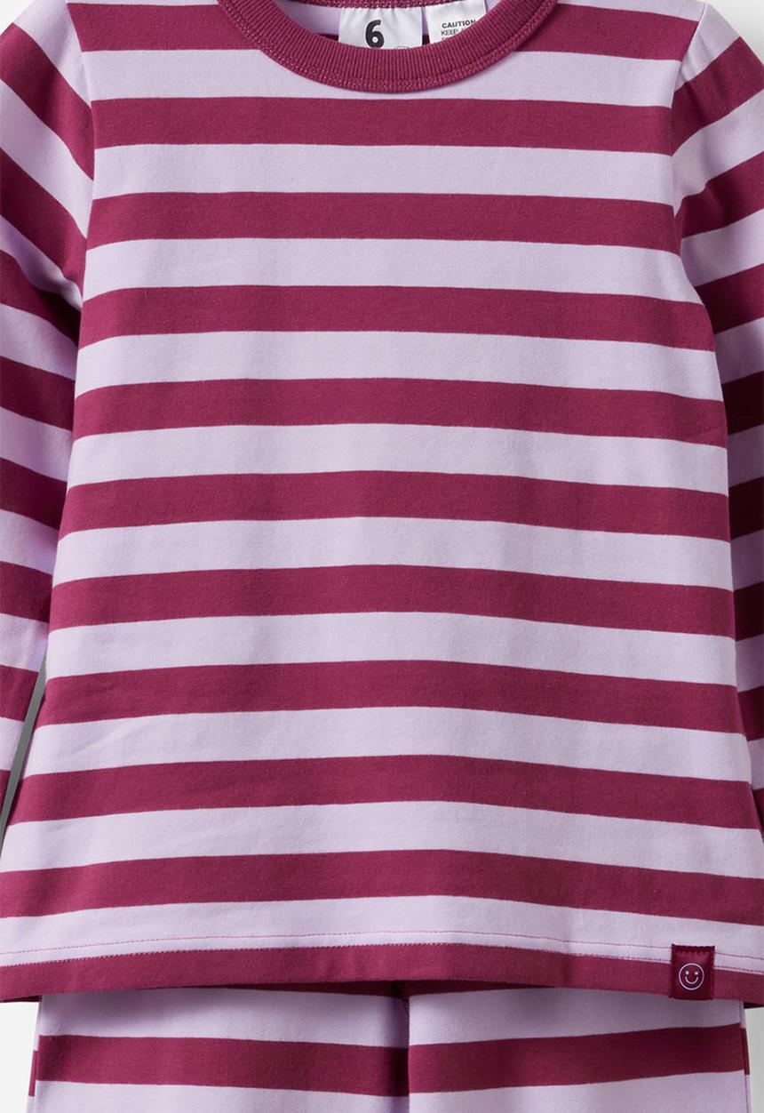 Cotton On - Dreamdrift Long Sleeve Pj Set - Bobbi Stripe Berry Jam/Vintage Lilac