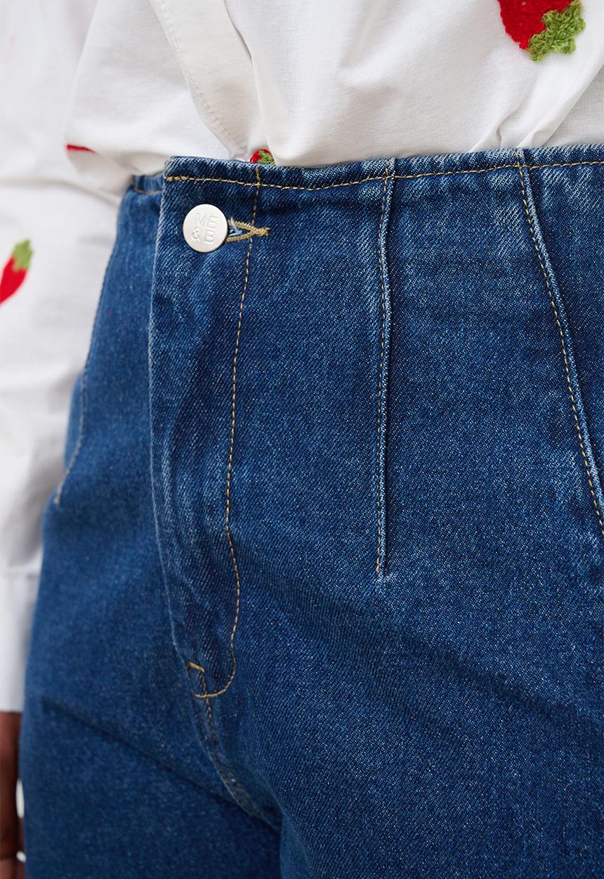 Me&B - Contour Waist Barrel Leg Jeans - Medium Wash