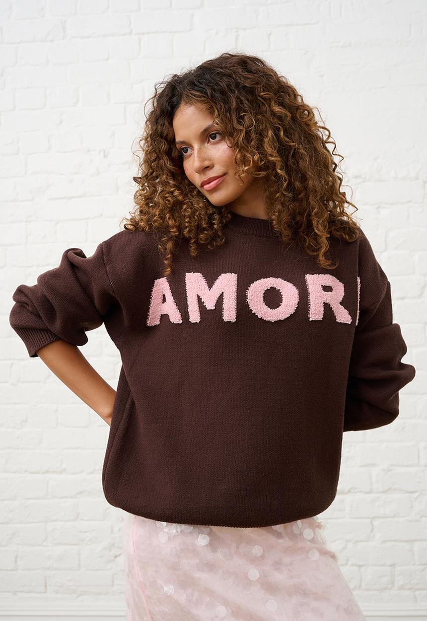 Me&B - Essential Jumper in Textured Amore - Brown