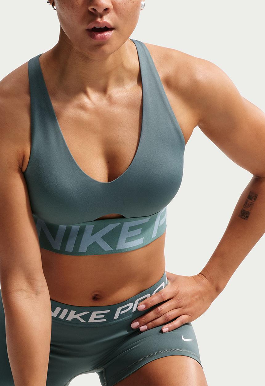 Nike - W Np Df Sculpt Ms Bra - Mineral Slate/Denim Turq/White
