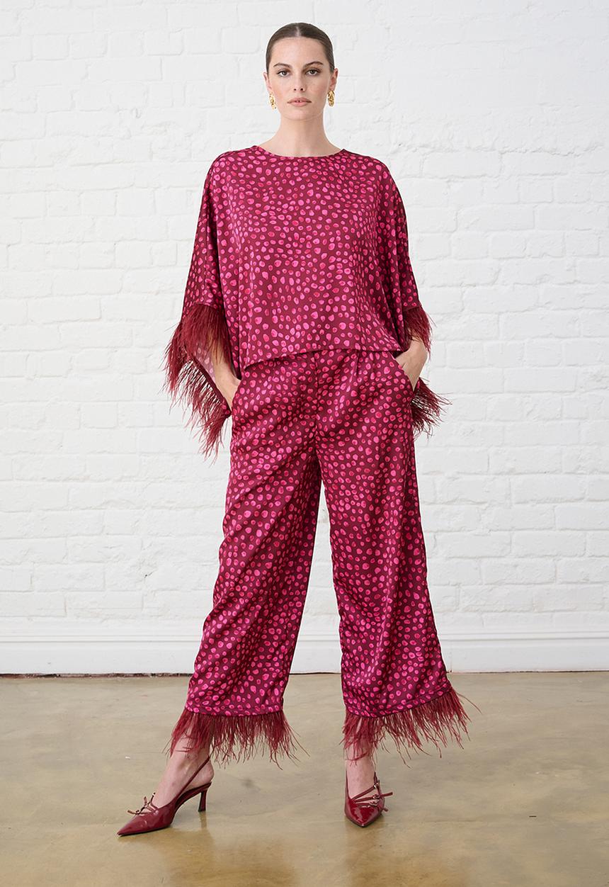 Me&B - Sizzle Feather Kimono Top - Pink