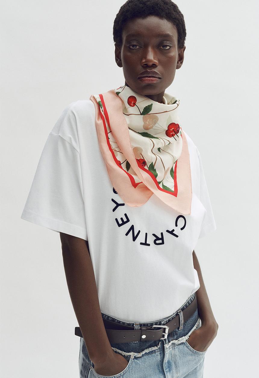 H&M - Stella McCartney H&M: Cherry-print silk-blend scarf - cream