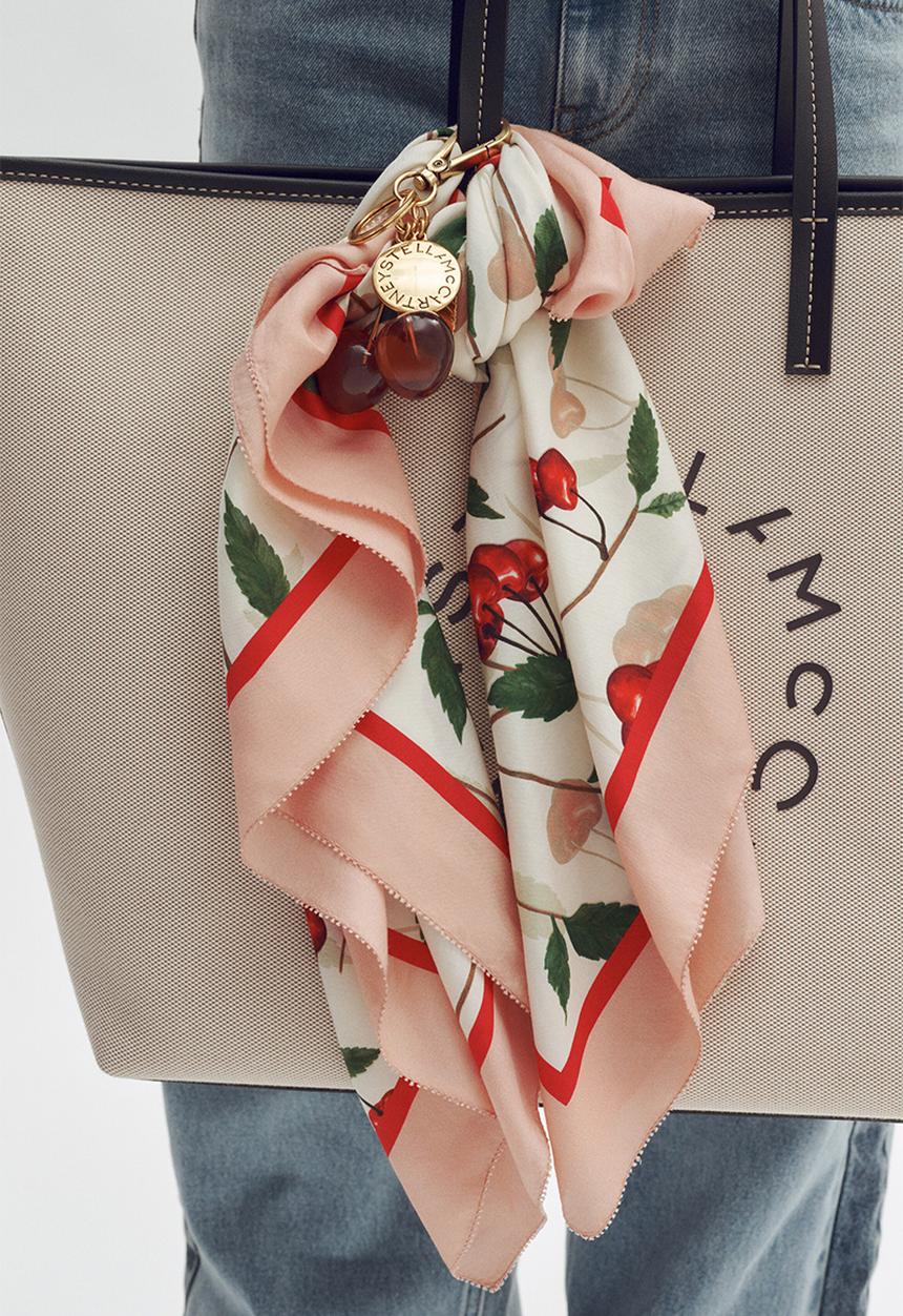 H&M - Stella McCartney H&M: Cherry-print silk-blend scarf - cream