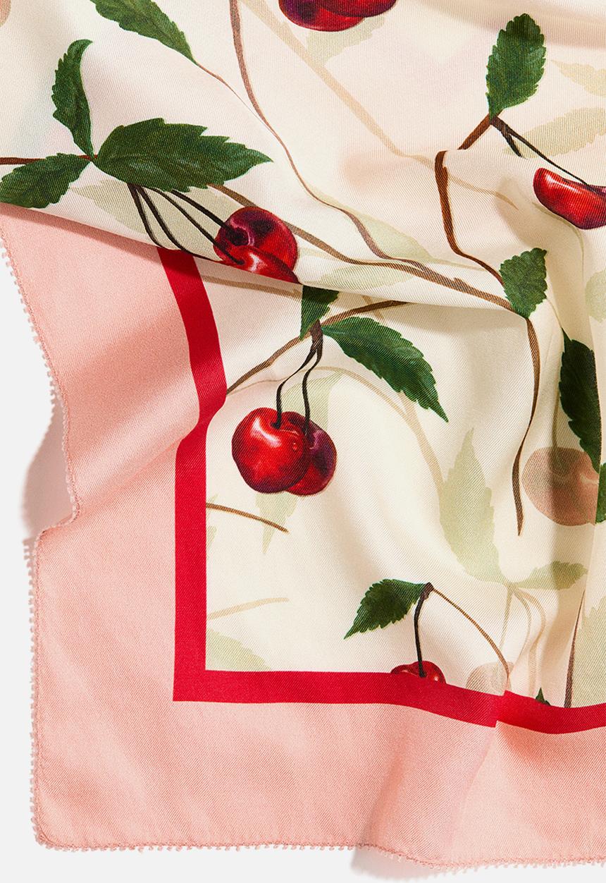 H&M - Stella McCartney H&M: Cherry-print silk-blend scarf - cream