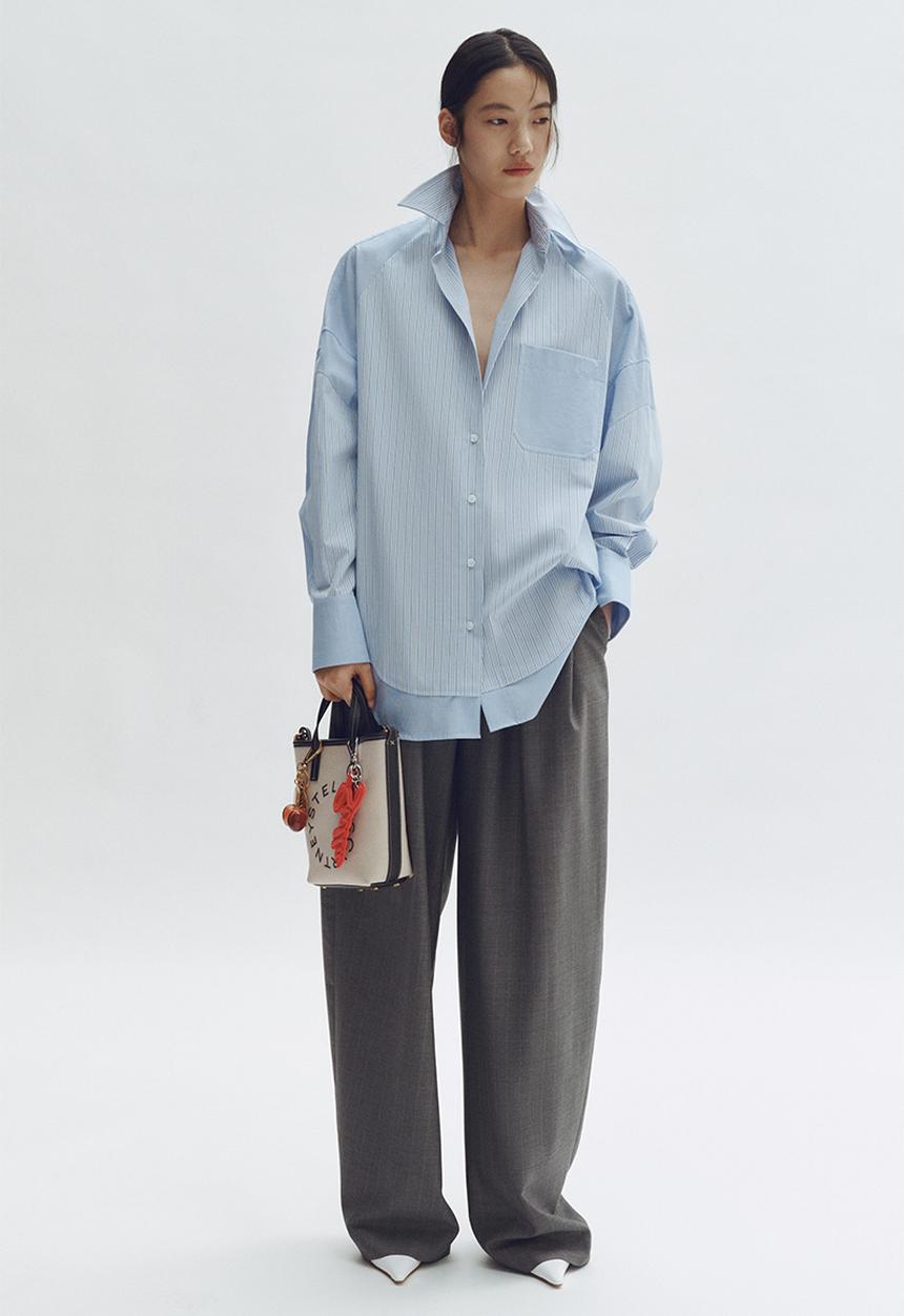 H&M - Stella McCartney H&M:  Oversized panelled poplin shirt - blue/striped