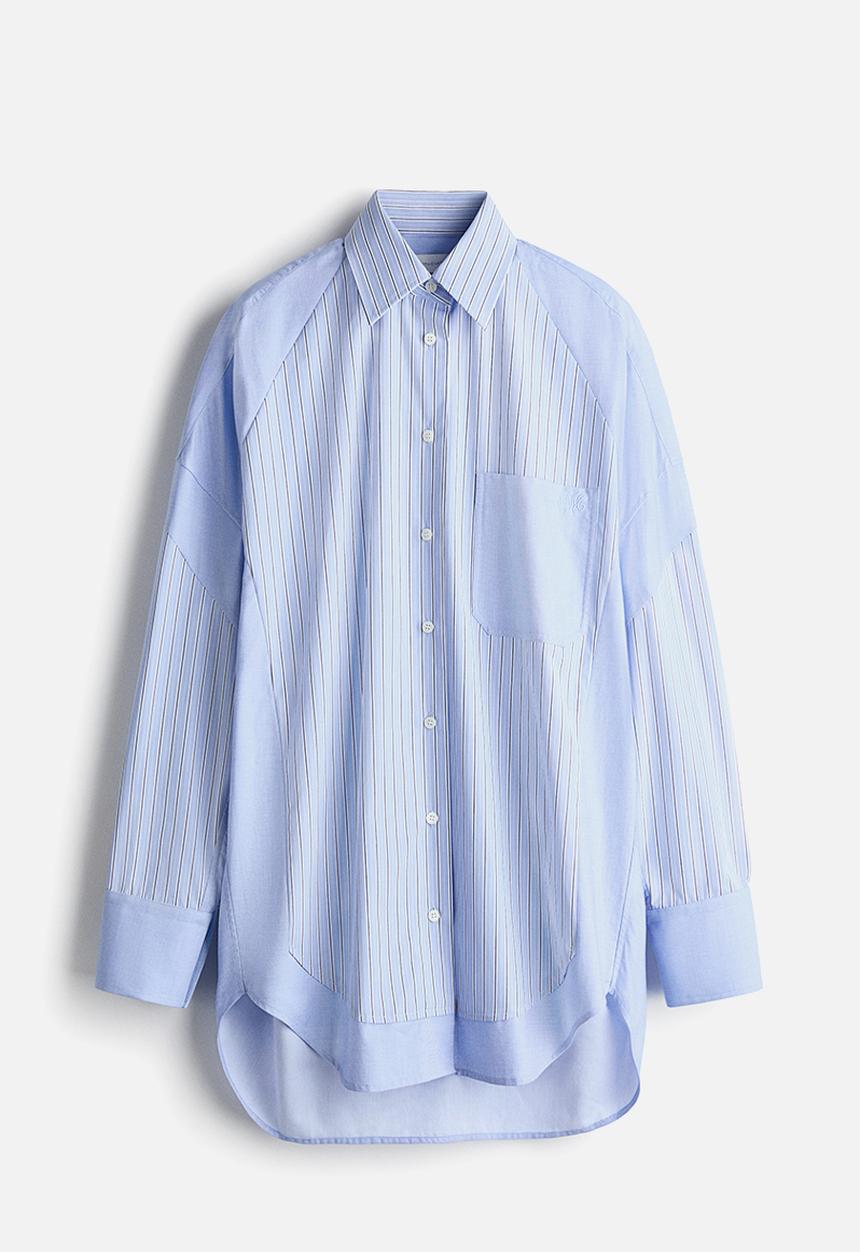 H&M - Stella McCartney H&M:  Oversized panelled poplin shirt - blue/striped