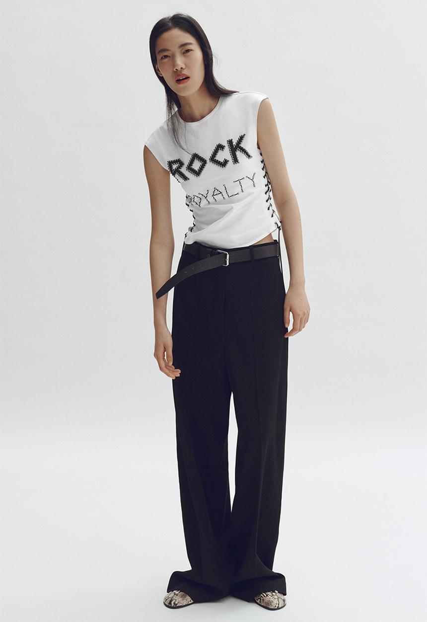 H&M - Stella McCartney H&M: Lace-up studded top - white