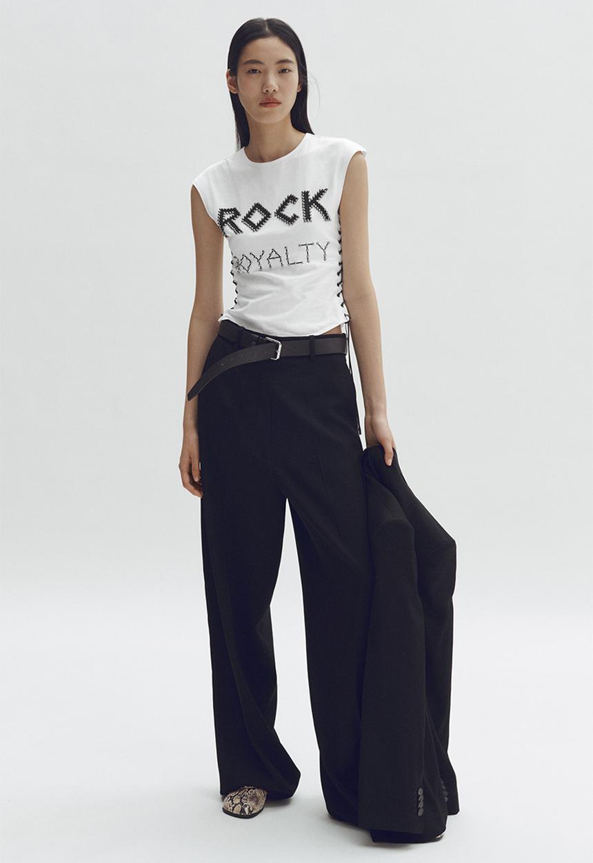H&M - Stella McCartney H&M: Lace-up studded top - white