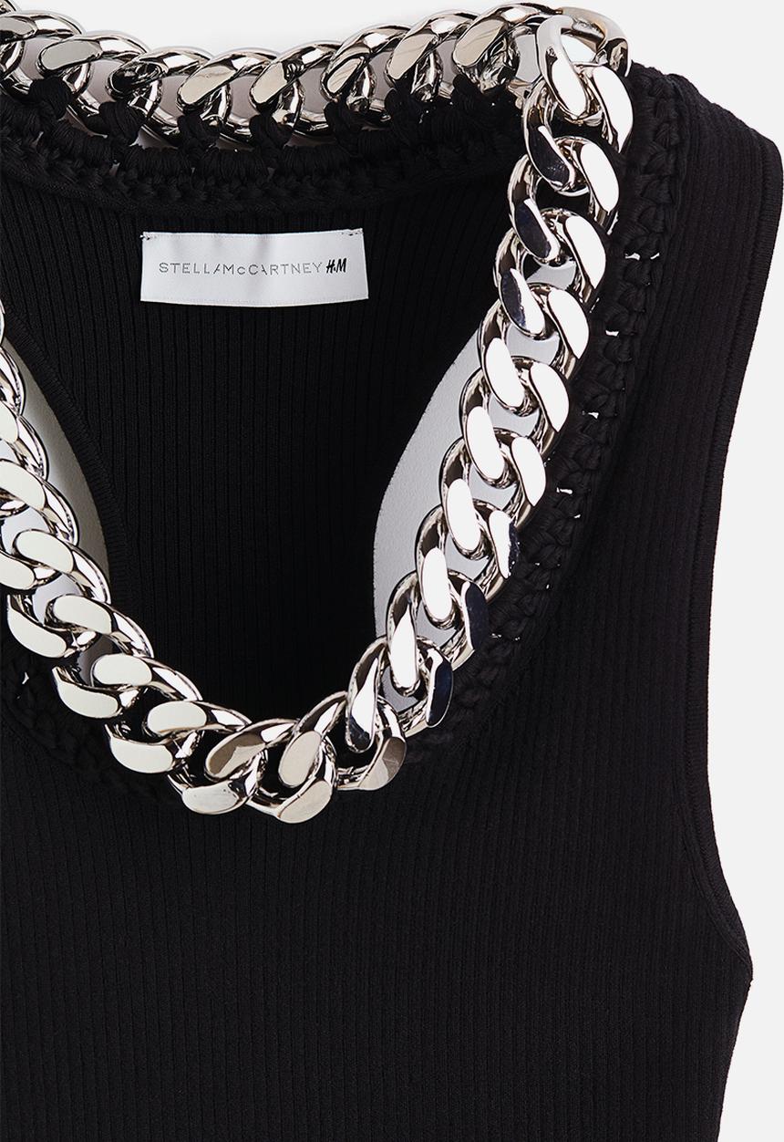 Stella McCartney H&M: Chain-detail ribbed vest top - black