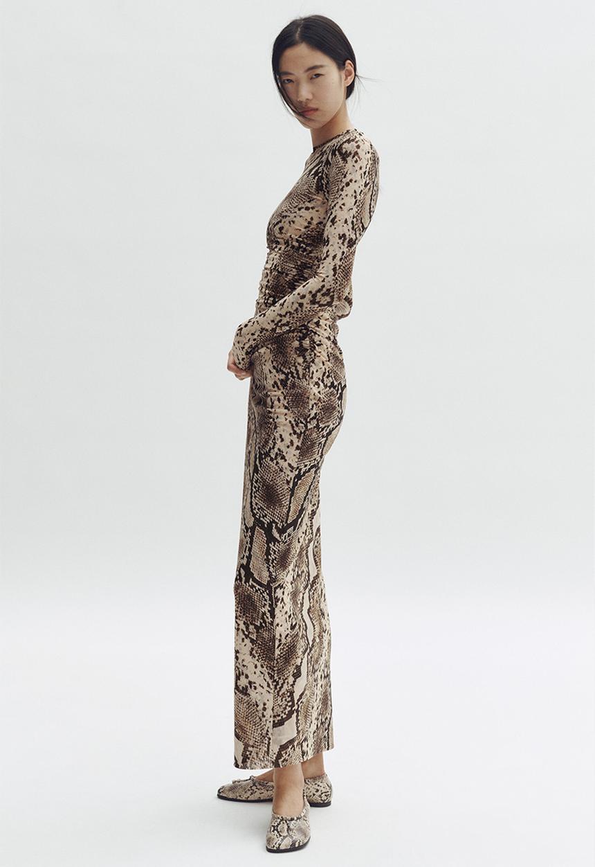 H&M - Stella McCartney H&M: Snakeskin-print mesh dress - beige