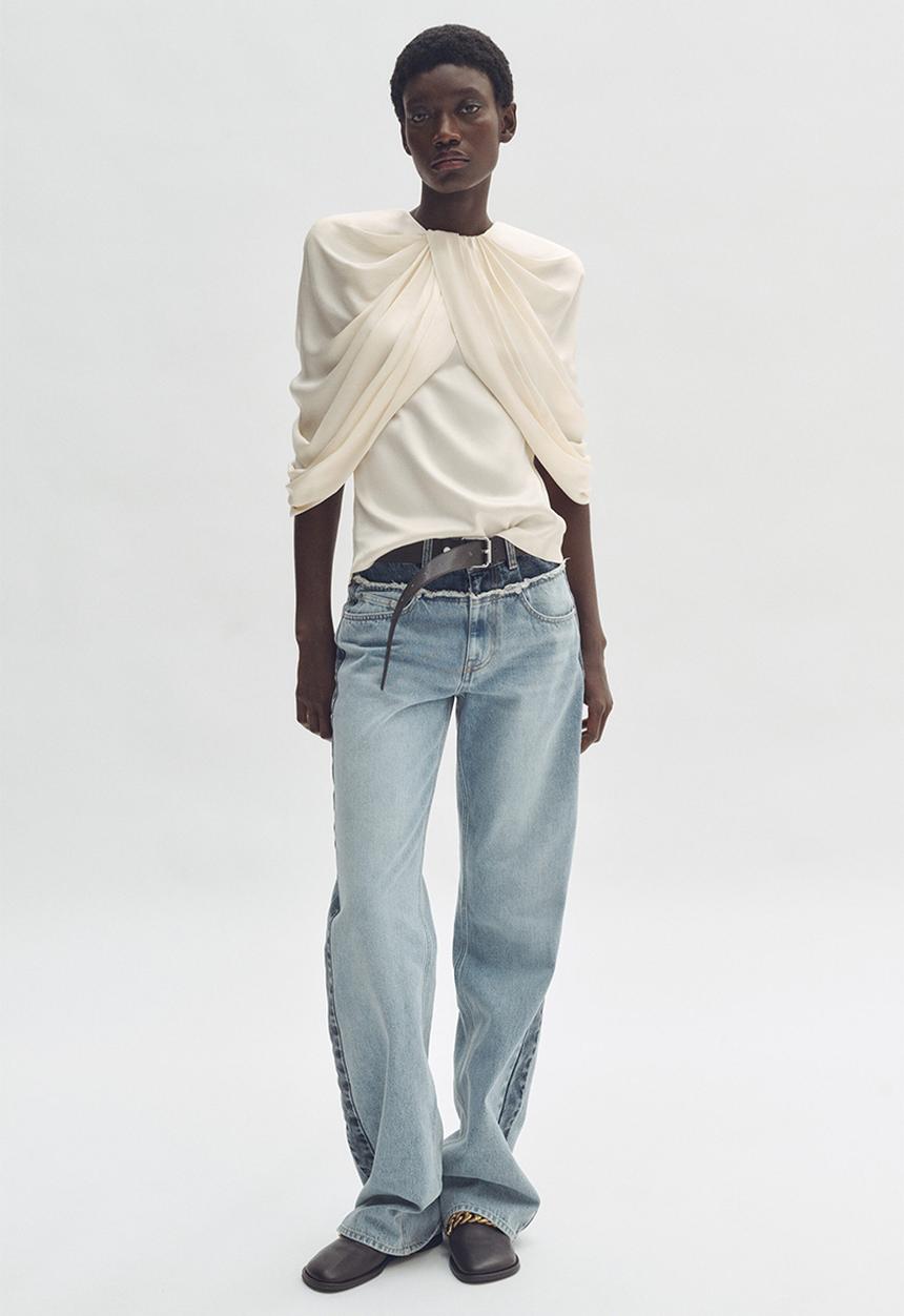 H&M - Stella McCartney H&M: Draped satin top - cream
