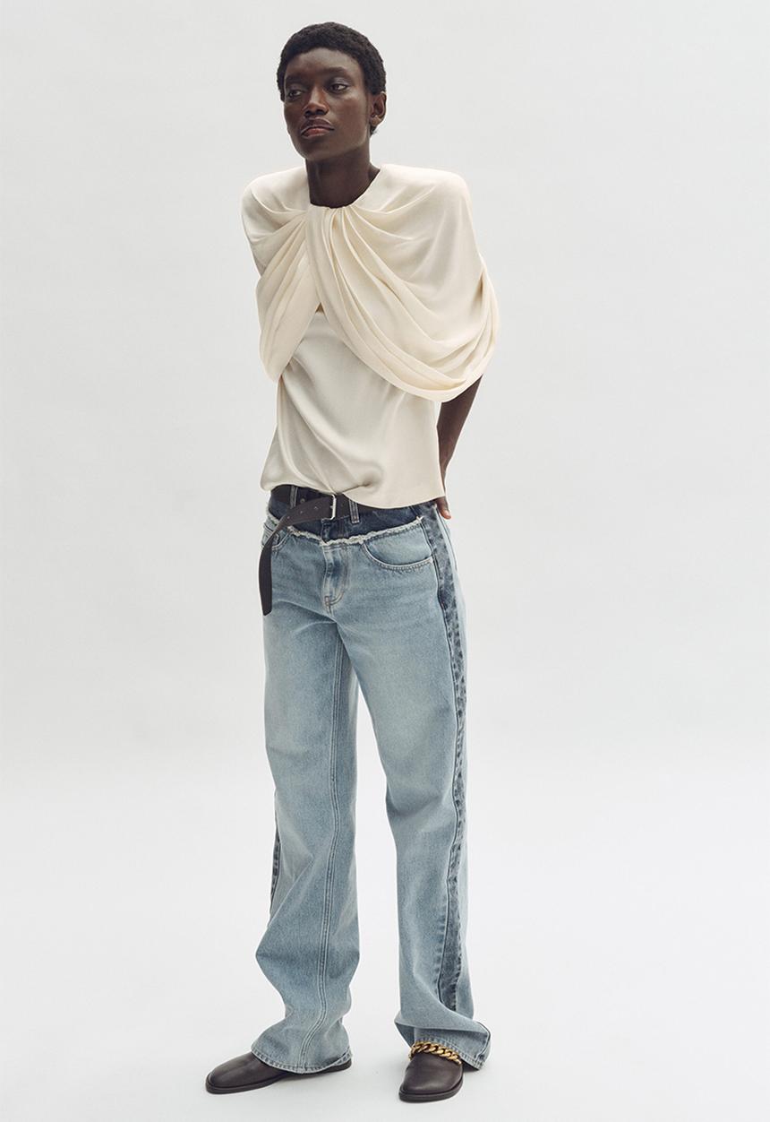H&M - Stella McCartney H&M: Draped satin top - cream
