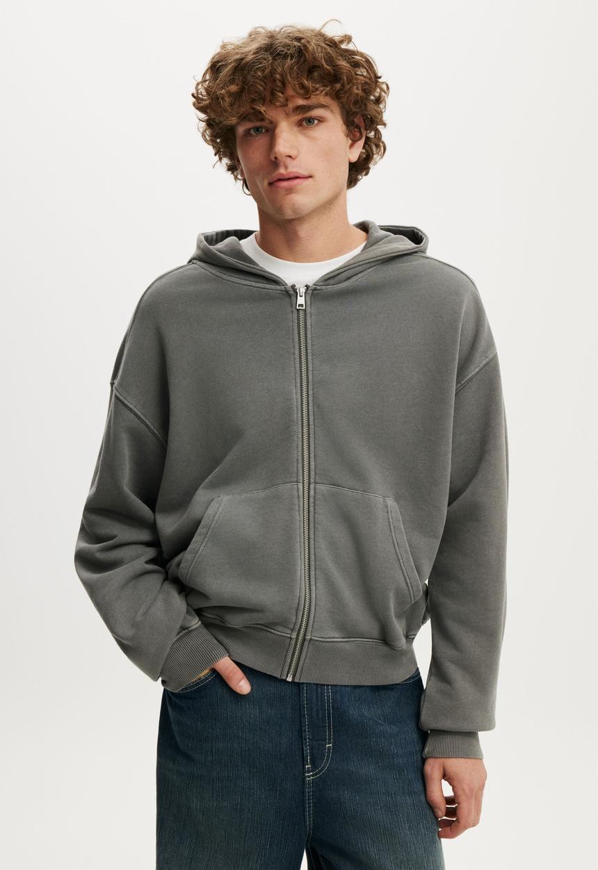 Cotton On - Zip Up Hoodie - Slate Stone Wash