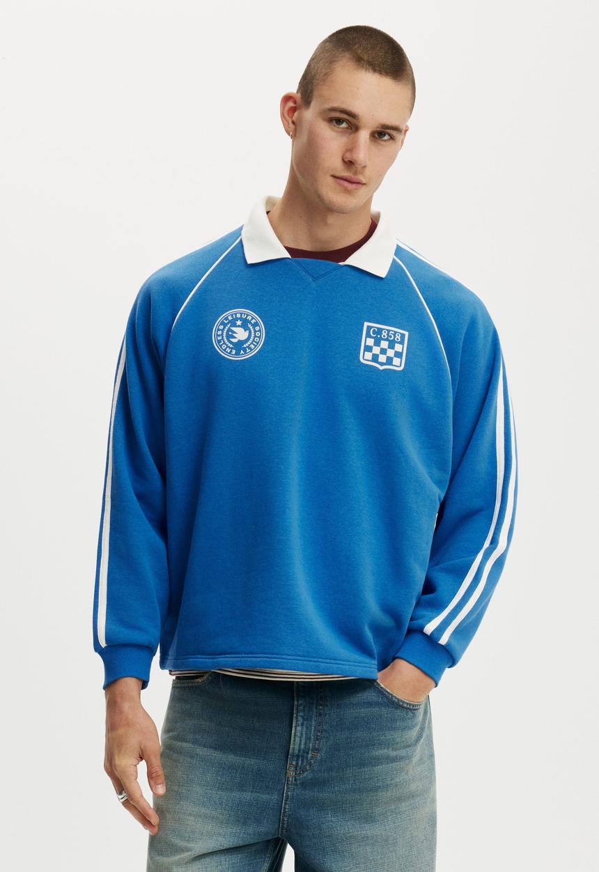 Cotton On - Raglan Polo Fleece - Leisure Society/Carolina Blue