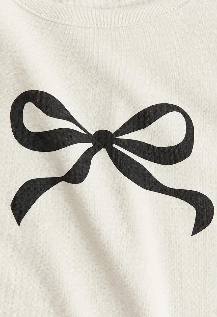 H&M - Cotton jersey top - cream/bow