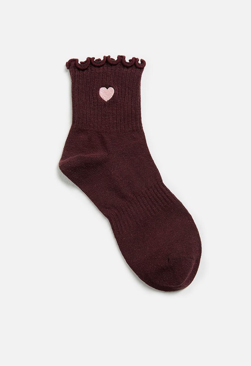 Cotton On - Single fashion frill sock - choc plum
