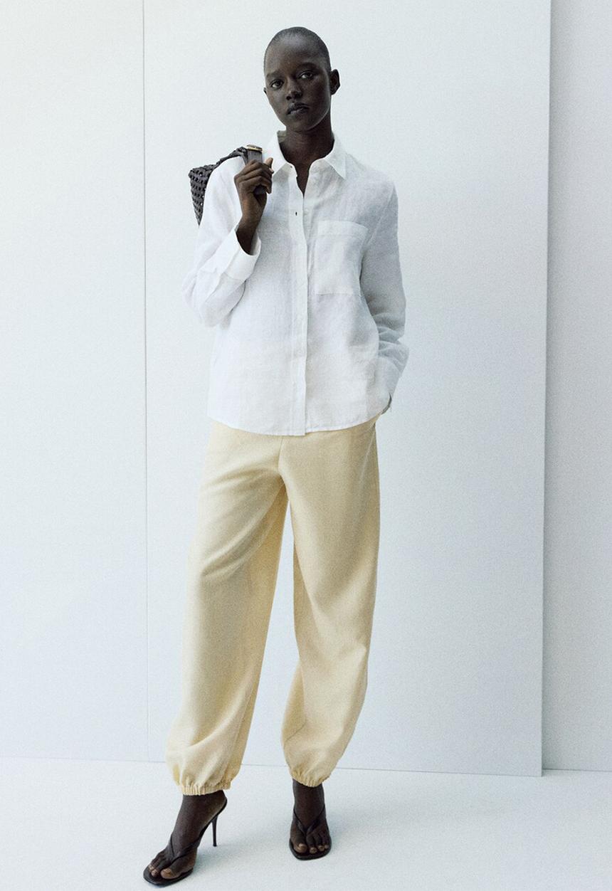 MANGO - Shirt lino- natural